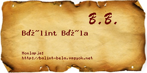 Bálint Béla névjegykártya