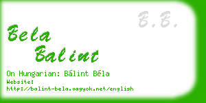 bela balint business card